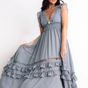 Jasmine Ruffle Maxi Dress in Jade by Baltic Born